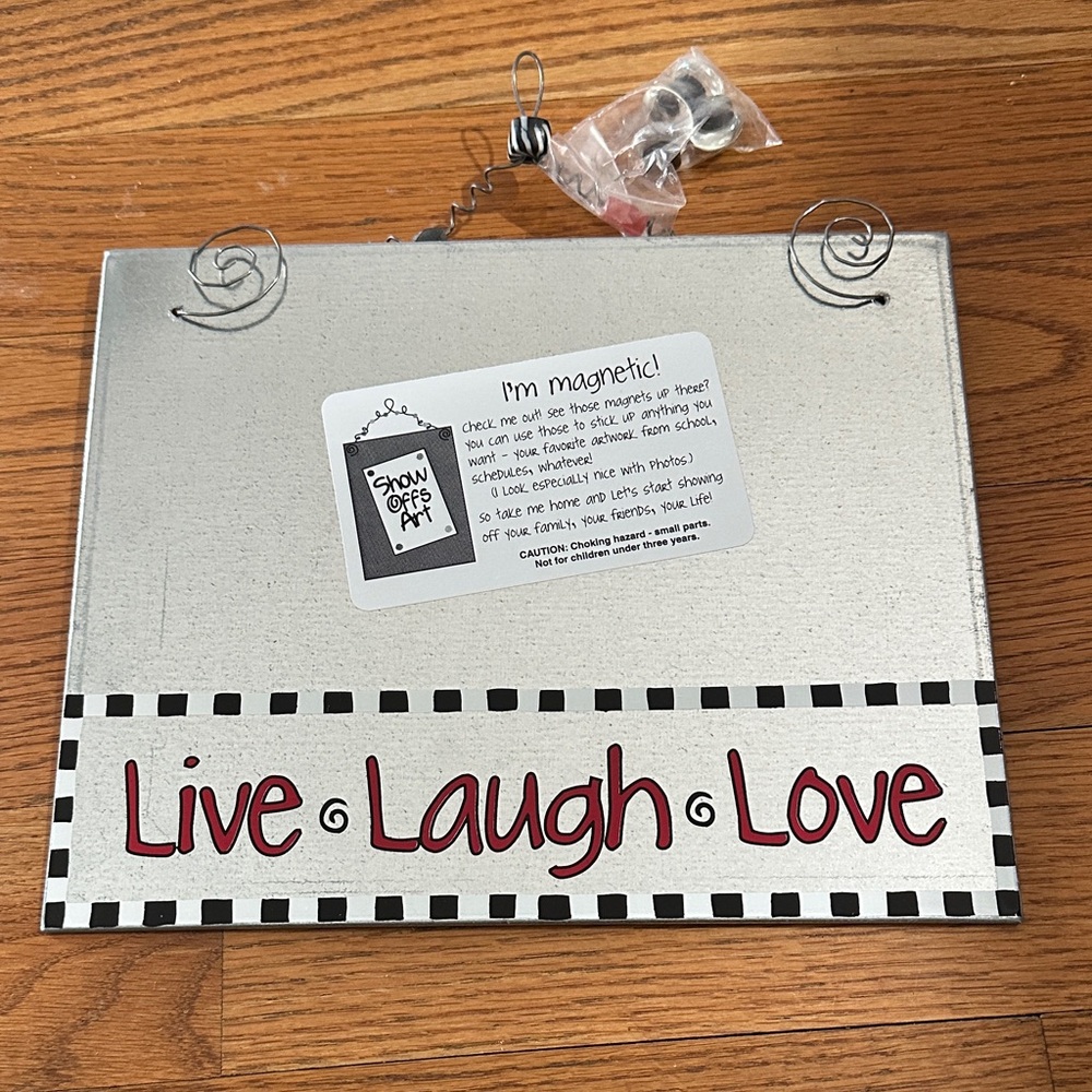 New - Silver Magnetic Sign with 'Live Laugh Love'